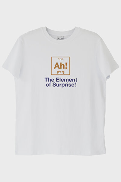 lofux The Element of Surprise! Printed Humorous Science Themed White T-Shirt