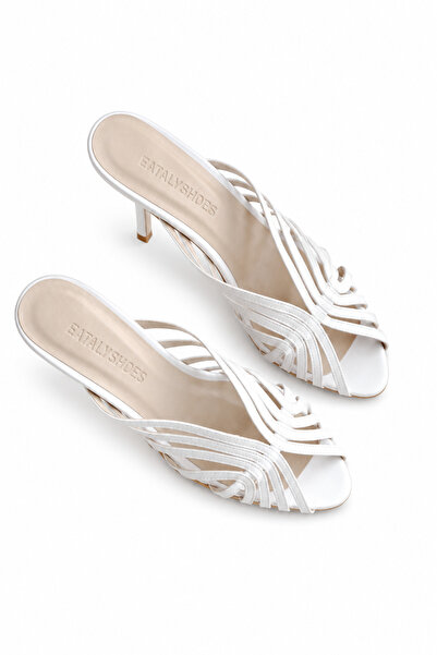 Eataly Shoes Satin White Thin Heeled Slippers