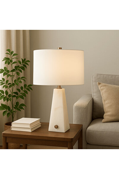 Sagebrook Home 26" LAUREL ALABASTER TABLE LAMP, WHITE