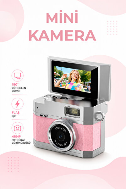 Genel Markalar UNOKI Mini Dijital Kamera – 180° Döner Ekran, Selfie Çekimi, F...