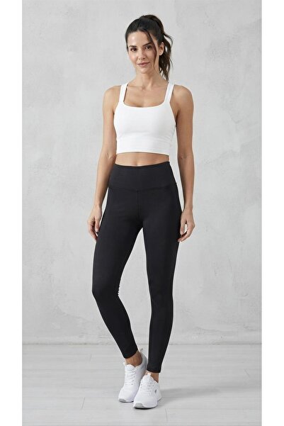 Sinem Çeyiz Oroverde Cupra Black Soft Textured High Waist Leggings