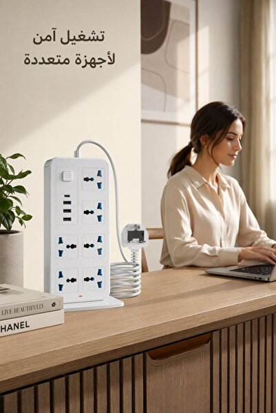 Generic 6 Outlet Surge Protector Power Strip 3 Usb Type C 2m Extension Cord I...