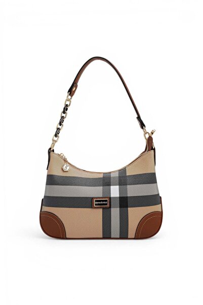 Silver Polo Beige - Tan Plaid Women's Shoulder Bag Sp1277