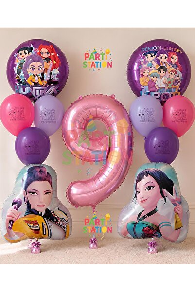Parti Station K-Pop Balloon 9Th Birthday Set 11 Pieces Demon Hunters Demon Hu...