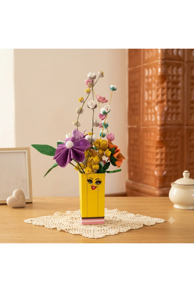 Generic Brand Aranjament floral Artificial Handmade in vas decorativ creion F...