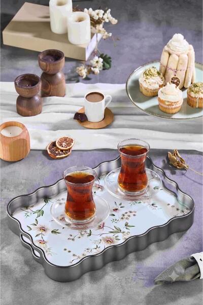 Altabi Digital Printed Glass Serving Tray – Floral Motif, 40X28 cm