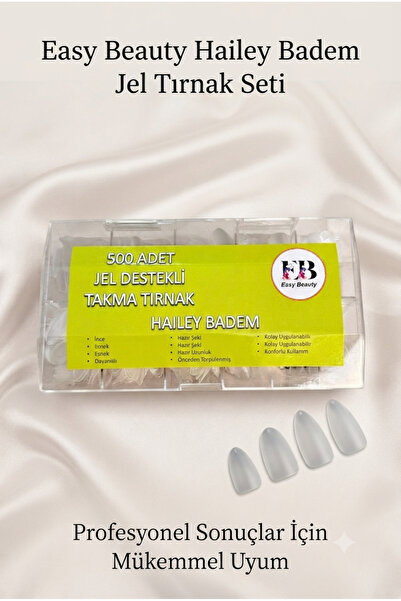 Easy Beauty 500 Adet Hailey Badem Jel Tips Takma Tırnak Seti
