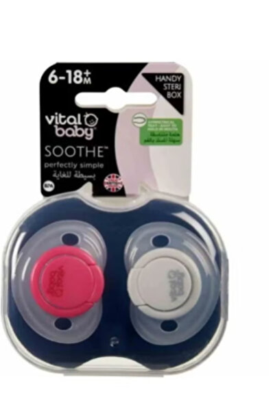 Vital Baby Soothe Soft Touch Baby Pacifier, 6-18 months - 2 Pieces