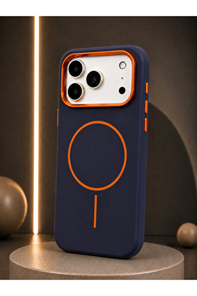 HYPERSOFT Iphone 17 Pro Max (6.9 inç) Uyumlu Orange Renk Detaylı Metal Çerçev...