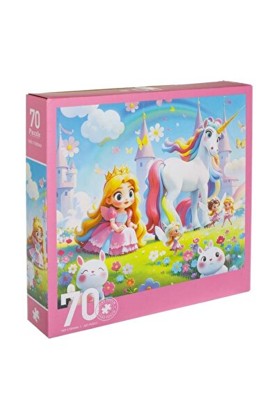 CATIANO Puzzle Rotund Printesa cu Unicorn, 70 de piese, multicolor