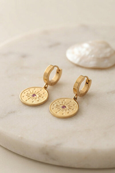DMR Elegance 316L Steel Gold Color Eye Embroidery Zircon Stone Detail Women's...