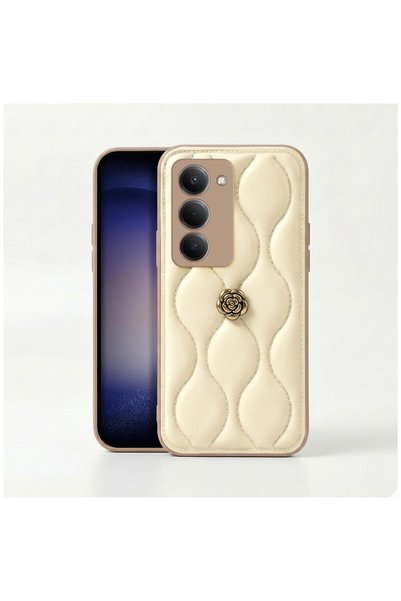 Zebana Xiaomi Redmi 15 Compatible Case Camellia Leather Case Beige