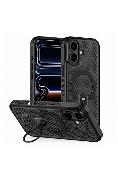 Zebana Apple iPhone 16 Plus Uyumlu Kılıf CoolRing M-Safe Silikon Kılıf Siyah