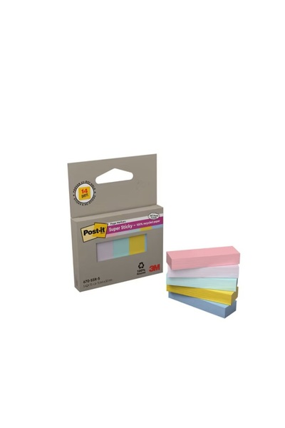 3M Notite adezive, Post-It Super Sticky, culori pastel asortate, 15 x 50 mm, ...