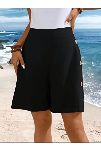 Şeker Portakalım Women's High Waist Side Button Detailed Short Pera Shorts