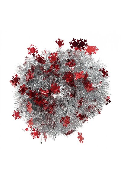 Rao Beteala Craciun cu Led, Rosie, Model cu Fulgi de Nea, 2 M X 5 Cm, Pvc, Si...
