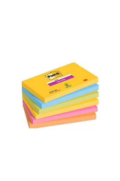 3M Notite adezive Post-It Super Sticky, Culori de carnaval, 127 x 76 mm, 90 b...