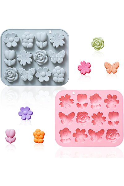 STARSTAR 2-Piece Flower and Butterfly Silicone Cake Mold, 3D Petal Mold Tray,...