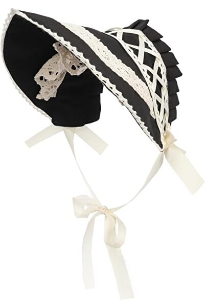STARSTAR Lolita hat with lace trim and bow, lace tea party outfit, women's su...
