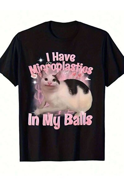 9JY تي شيرت مطبوع عليه "I Have Microplastics In My Balls" بوزن 220 جرام، 100%...
