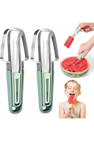 STARSTAR 3-in-1 Stainless Steel Watermelon Slicer & Cutter Tool with Fork - M...