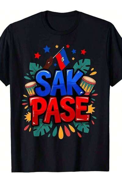 9JY Sak Pase Creole Haitian Traditional-Shirt, Unisex, 2025 Summer Short-Slee...