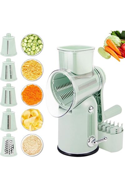 STARSTAR 5-in-1 Rotary Cheese Grater with Hand Crank & Handle - Strong Suctio...