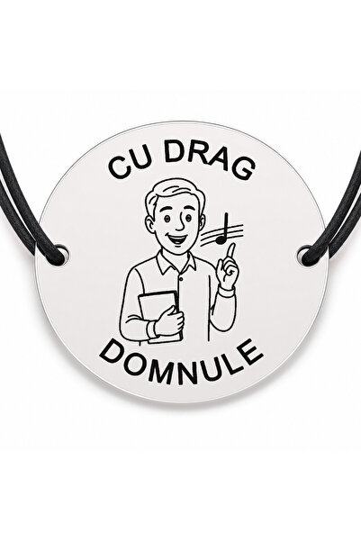 Simoshop Brățară argint 925 cu bănuț gravat domnul profesor de muzică, șnur n...