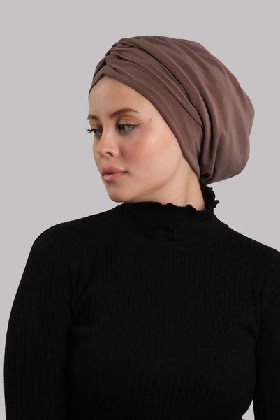 HÜRREM BONE Bonetă Tesettür casual din nurcă, cu șnur, culoare nisipiu, 2315_10