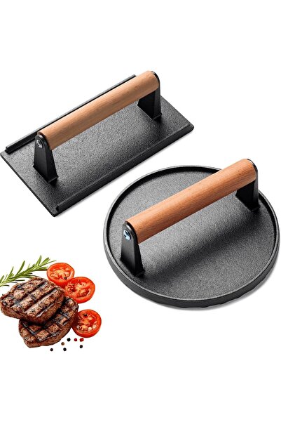 STARSTAR Two - pc cast iron BBQ mold - Cast iron burger mold - BBQ mold - Mea...