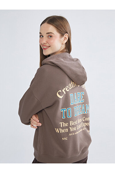 LC Waikiki Printed Oversize Women's Thick Hoodie