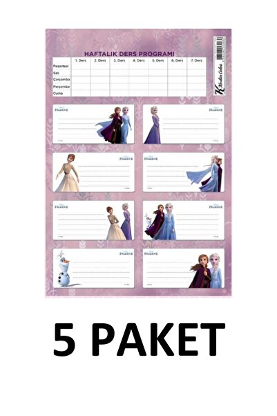 Keskin Pachet de 5 caiete școlare cu tema Elsa Anna, cu program de cursuri, 3...