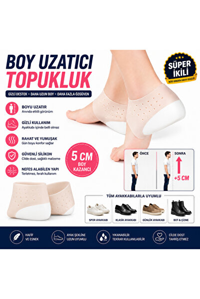 5 cm gizli topuk çorabı silikon boy uzatıcı