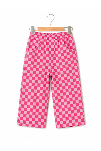 Genel Markalar BaBe by DT Kız Çocuk Pembe Damalı Denim Balon Pantolon