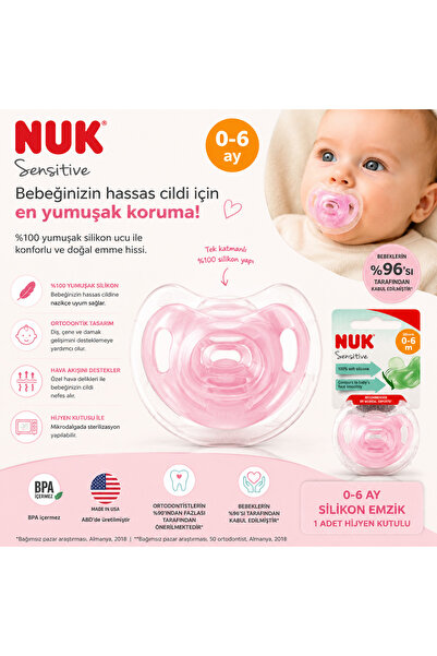 Nuk Sensitive 0-6 Ay Silikon Emzik – Pembe