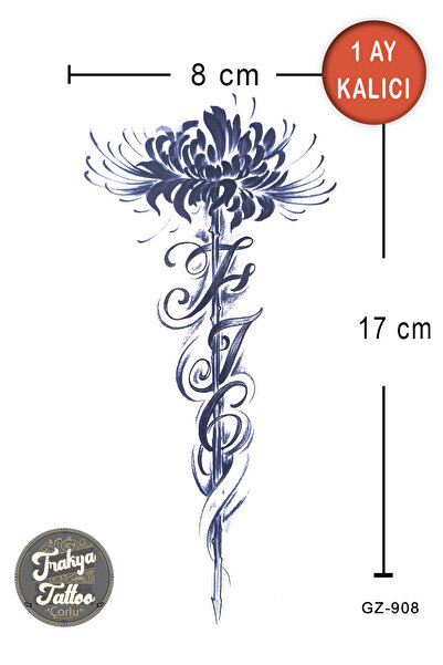 Trakya Tattoo 1 Ay Kalıcı Hayalet Dövme Yarım Kol Lotus Sırt Geçici Dövme GZ-908