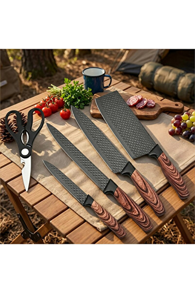 Klyte 6 Piece Kitchen Knife Set with Countertop Block Stand, Handles for Home...