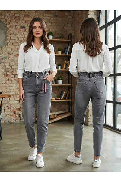 OwenLife Owen Life Cotton Lycra Fabric Double Button Boyfriend Pants with Ela...
