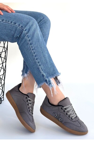 DMR Elegance Lendo Gray Suede Lace-Up Sneakers