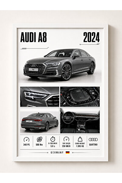 Miutic Print Studio Tablou decorativ auto Audi A8 quattro cu specificații teh...