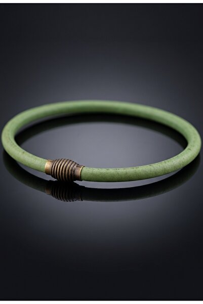 Solfera Light Green 4mm Thin Genuine Leather Bronze Metal Magnetic Clip Men's...