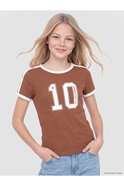 LC Waikiki Esvab • Modern & Distinctive Zero Roba Collar Printed Girls' T-Shirt