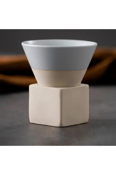 ABYZ Set de cești ceramice pentru espresso 120ml cu suport cub din ceramică, ...