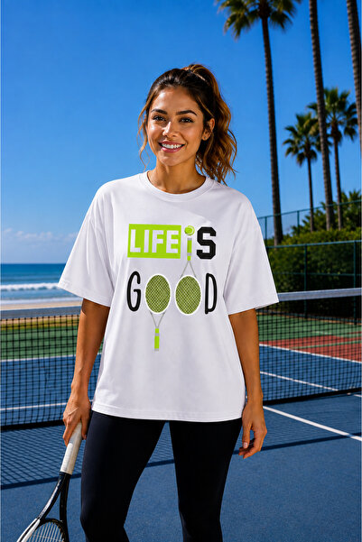VODEXA Μπλουζάκι Unisex Oversize με στάμπα τένις, 100% βαμβάκι, με θέμα το τέ...