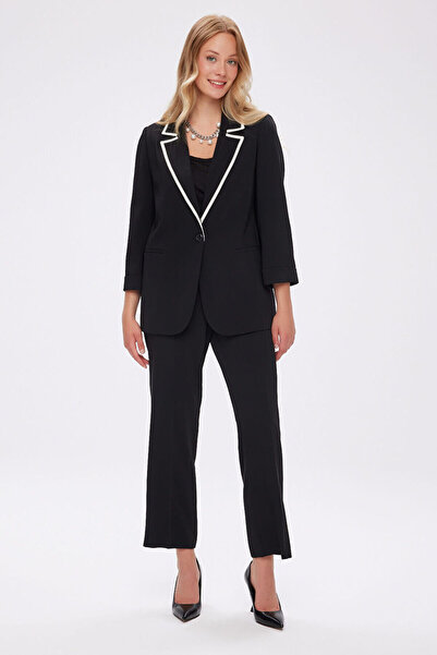 Faik Sönmez Renk Bloklu 3/4 Kol Blazer Ceket W27CKT013