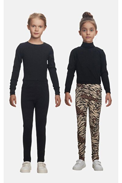 JOYCE Σετ 2τμχ κολάν κορίτσι "Animal print" μπεζ-μαύρο