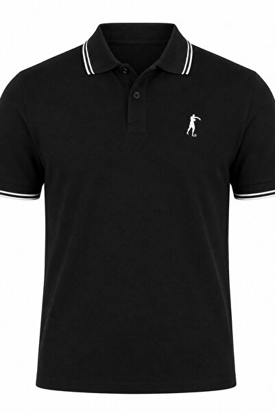 Boxeur Des Rues Tricou polo bărbătesc din bumbac pique, negru, cu dungi albe