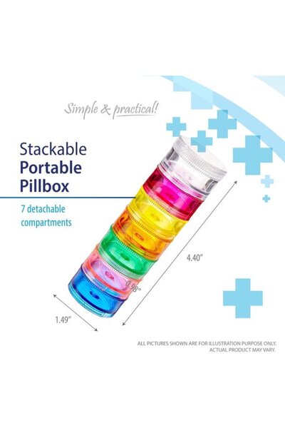 STARSTAR Stackable pill box 2-pack 7 days a week with twist-lock compartments...