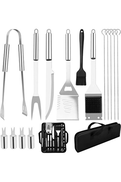STARSTAR 15-Pc Stainless Steel BBQ Utensil Tool Set with Storage Bag, Profess...