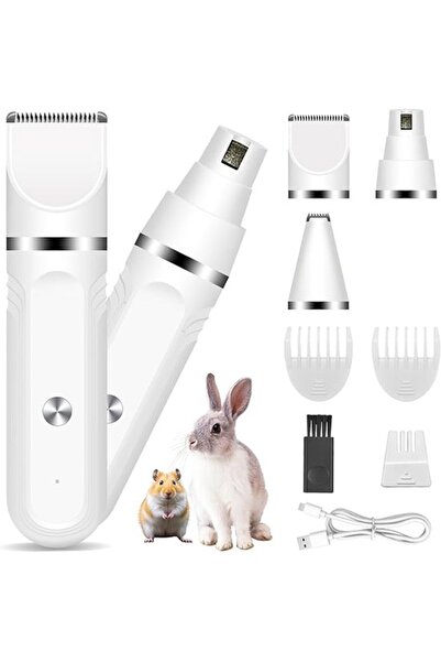 STARSTAR Quiet 2-in-1 Cordless Pet Hair Trimmer & Nail Grinder Set (White)